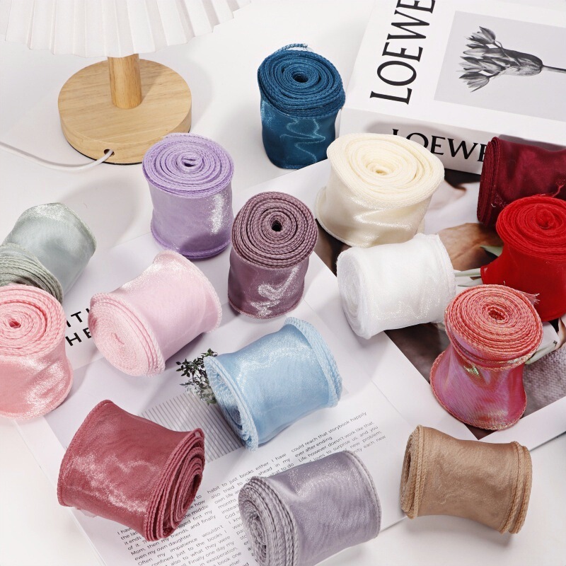 Wholesale 6cm Plain Edge Fishtail Yarn Ribbon Flower Packaging Valentine's Day Cake Box Bow Tie Headband