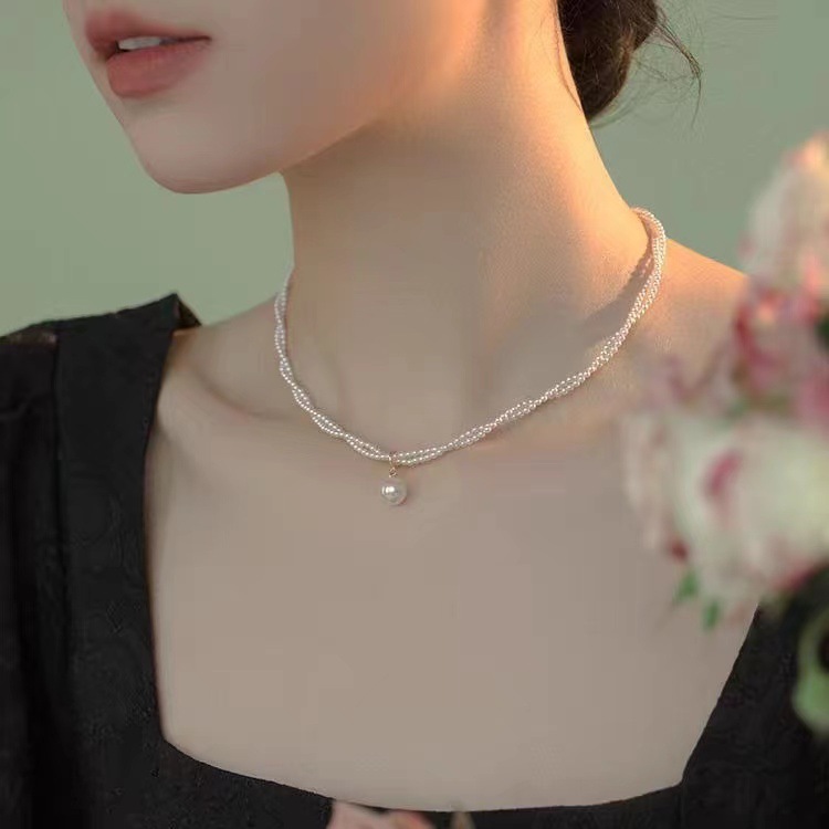 Shijia Ultra-Fine Pearl Necklace for Women 2024 New Double-Layer Stacked Clavicle Chain Accessible Luxury Elegant High-End Necklace