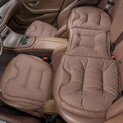 Four Seasons Pad — universal comfortable non-slip seat cushion perforated - three-piece-setfront-and-rear-seat-cushions-chestnut-brown-unlabeled-clean-version