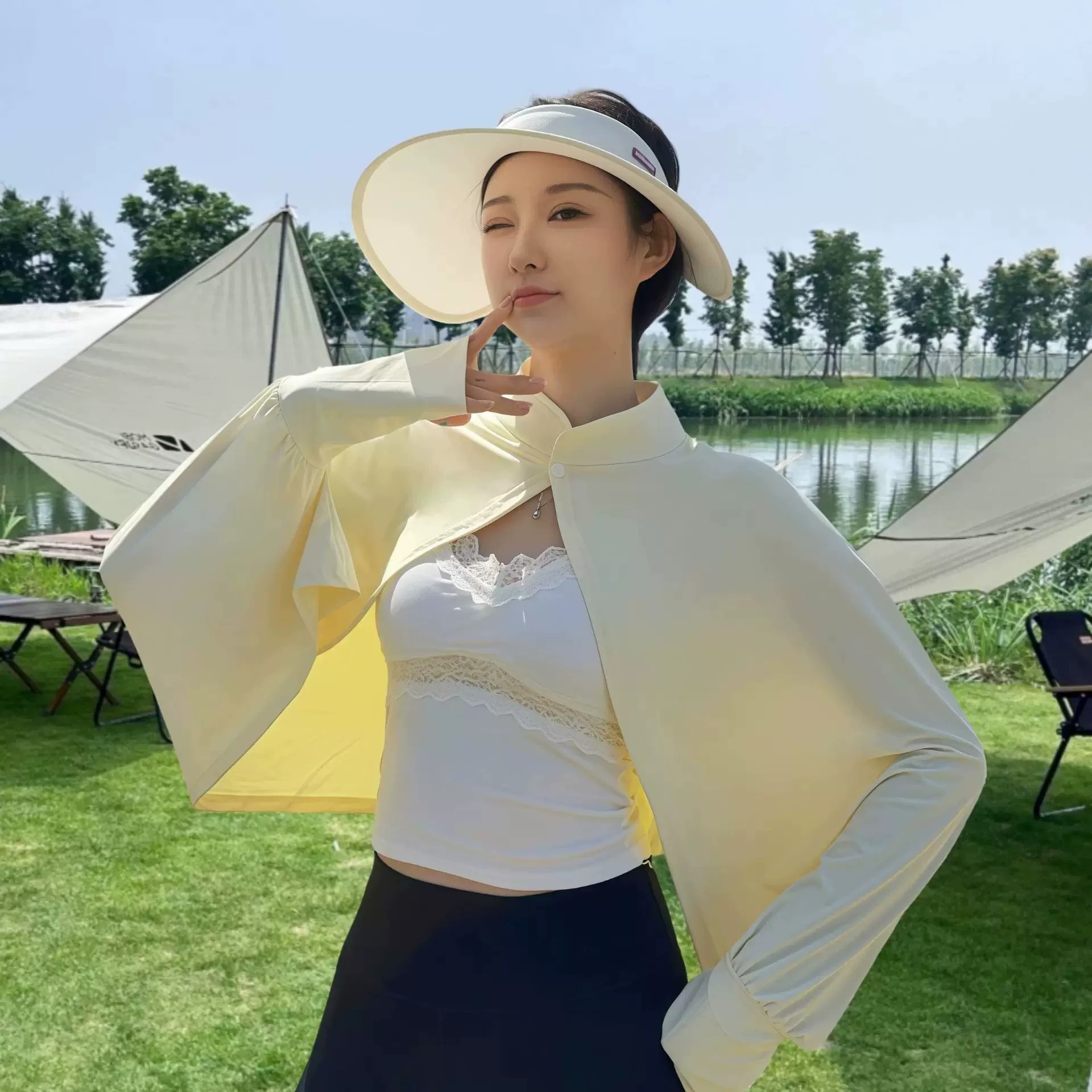 防晒披肩女夏季冰丝透气骑车开车外搭小坎肩防紫外线罩衫斗篷