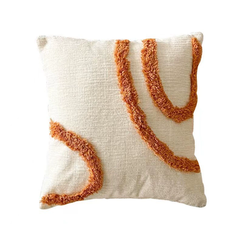 Scandinavian pillow, pillowcase, orange decorations, boho style, India