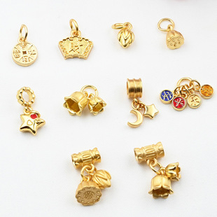 Ancient Golden Bell Orchid Lotus Two-Shihuan Accessories Sand Gold Accessories diy Bracelet Bracelet Necklace Jewelry Pendant