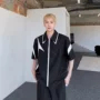 短袖翻领宽松撞色衬衫