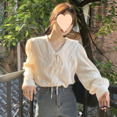 娃娃领衬衫女装早春秋季设计感小众长袖衬衣2025新款法式别致上衣