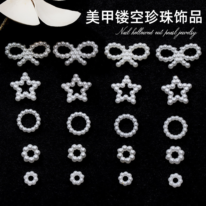 ABS Hollow Imitation Pearl Bow Five-pointed Star Love Moon Hairpin Headwear Nail Art Phone Shell Accessories Material