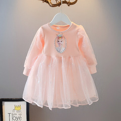 Frozen Princess Elsa Dress 2023 Spring Baby Stylish Dress with Tulle and Bubbles