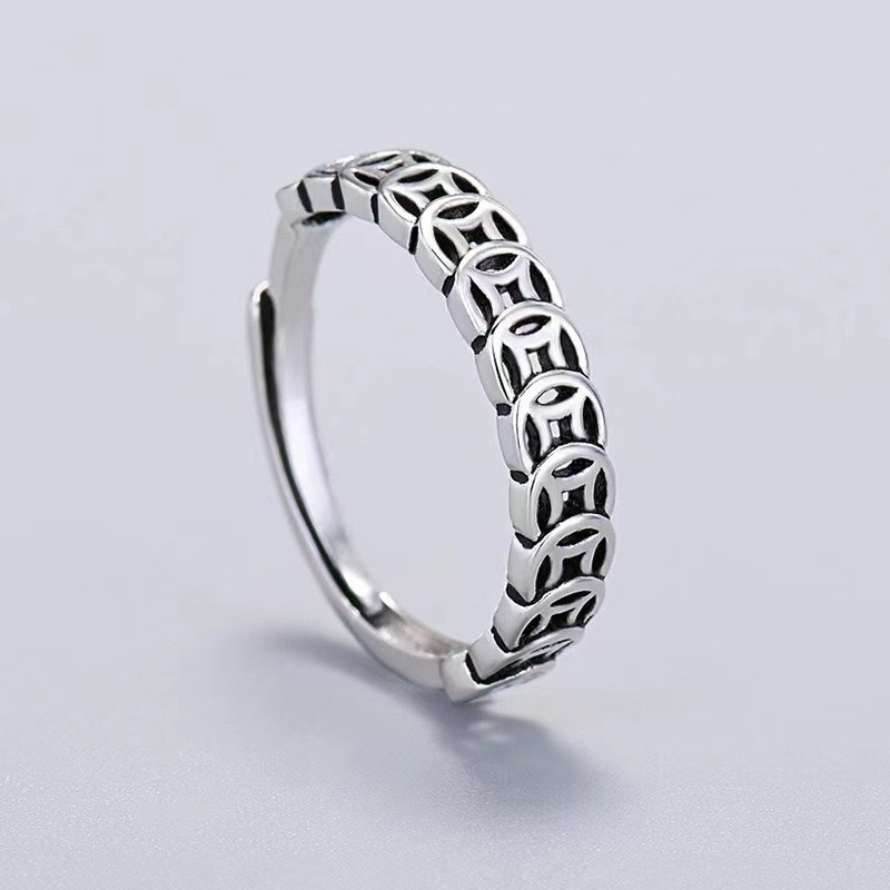Retro copper ethnic small design adjustable ring