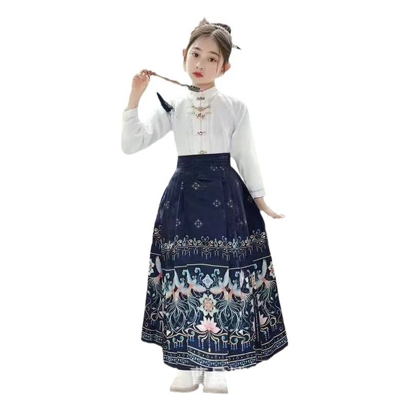 2024 New girls' spring vest skirt suit ancient style Ming Han clothing children's Chinese style ancient costume girls' Tang suit