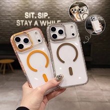 适用iphone17promax点彩高透磁吸手机壳苹果16防滑边框全包保护套