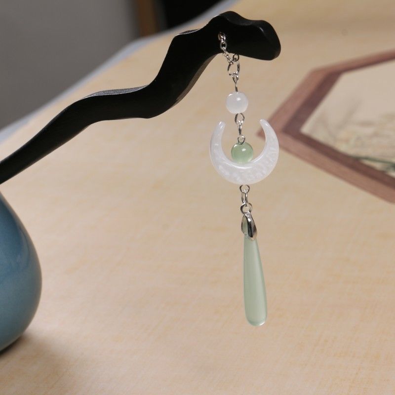 Estilo chino nuevo estilo chino Luna gota de agua palillos de madera updo simple borla horquilla