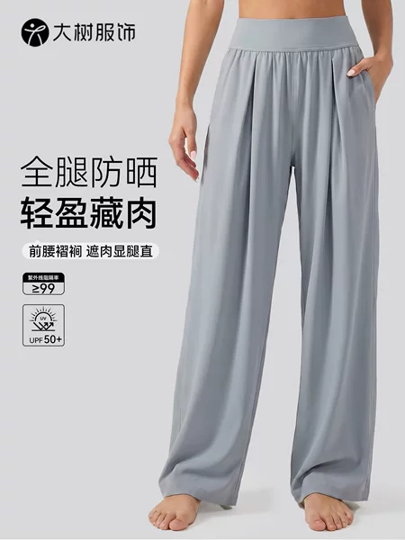 New Loose Casual Sports Pants for Women, Summer High-Waisted Slimming Yoga Pants, Breathable Drape Straight-Leg Pocket Wide-Leg Sweatpants