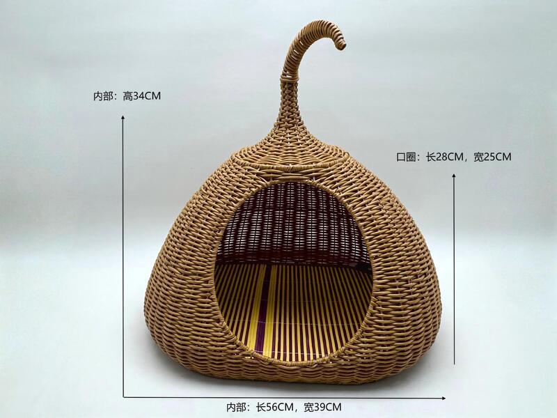 可水洗编织猫窝四季通用半封闭式猫咪夏季宠物窝透气藤编猫咪窝|undefined