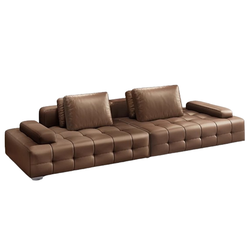 Sofá de cuero de vaca engrosado de grado S italiano simple Lawrence sala de estar apartamento grande y pequeño sofá de lujo recto en forma de L