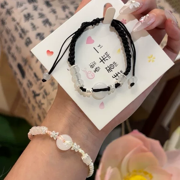 Butterfly Safe Buckle Girlfriend Bracelet Female Student Couple's Hand Rope Ins Woven Gift