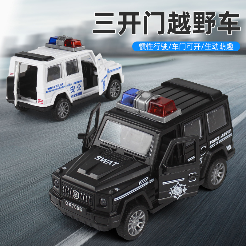 兒童跨境益智男孩盒裝玩具車 仿真大號回力慣性吉普越野警車模型