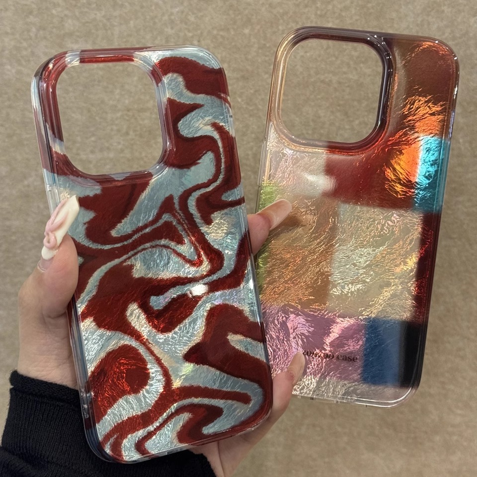 Abstract Corrugated Colorful Squares Are Suitable for Ihone16Promax Apple 15Pro Mobile Phone Case 14 Double Layer 13/12