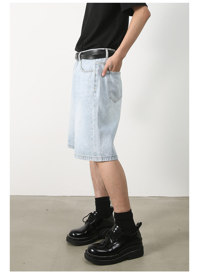 Quần short nam denim họa tiết rằn ri phong cách công sở đi biển — Màu trắng, Màu đen, Màu đất gỉ sét, Ngụy trang màu mơ chi tiết 30