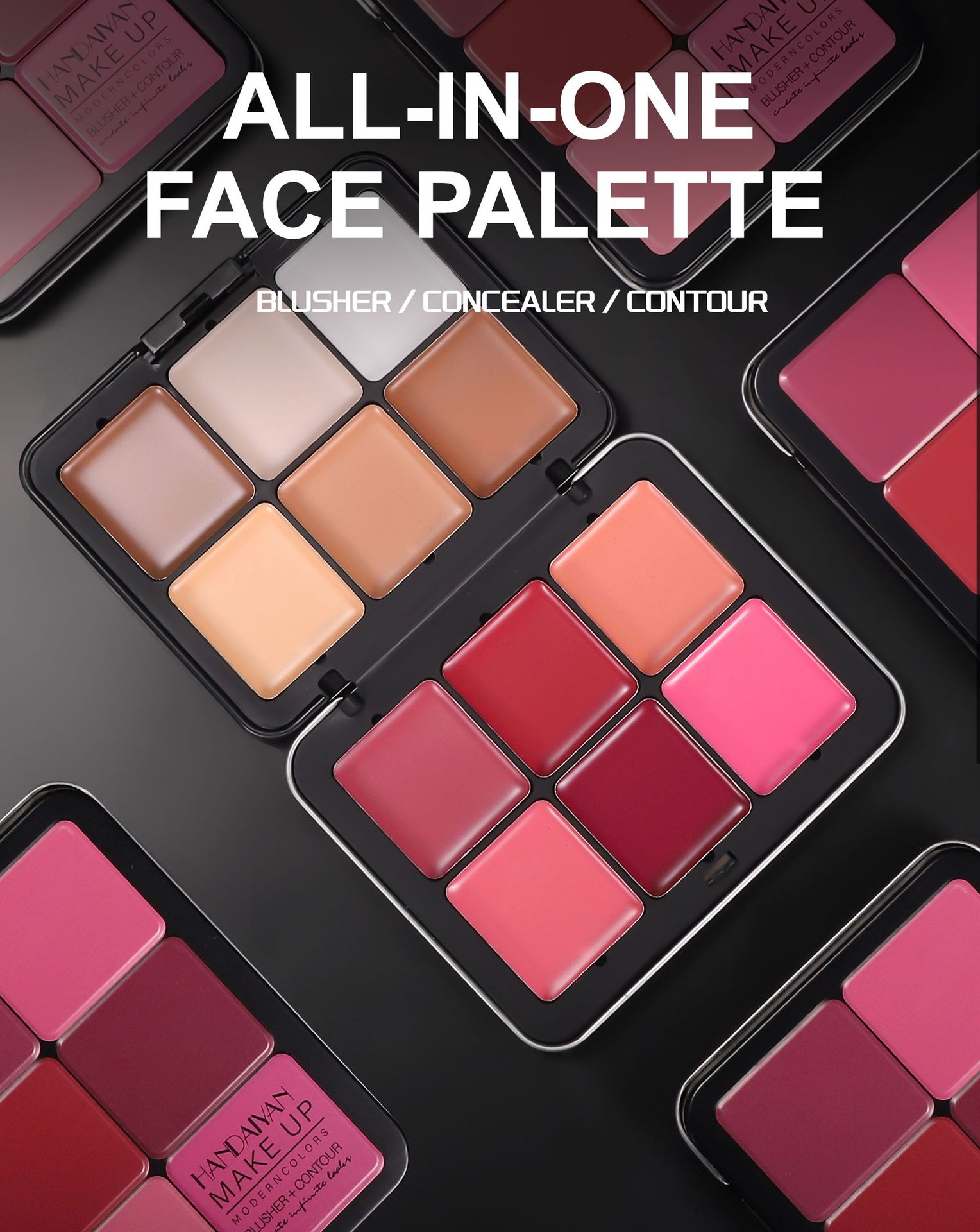 Cross-border 12-color tin box Blush palette, multi-purpose handaiyan Concealer Highlighter Contouring Palette Matte Blush Cream full figure