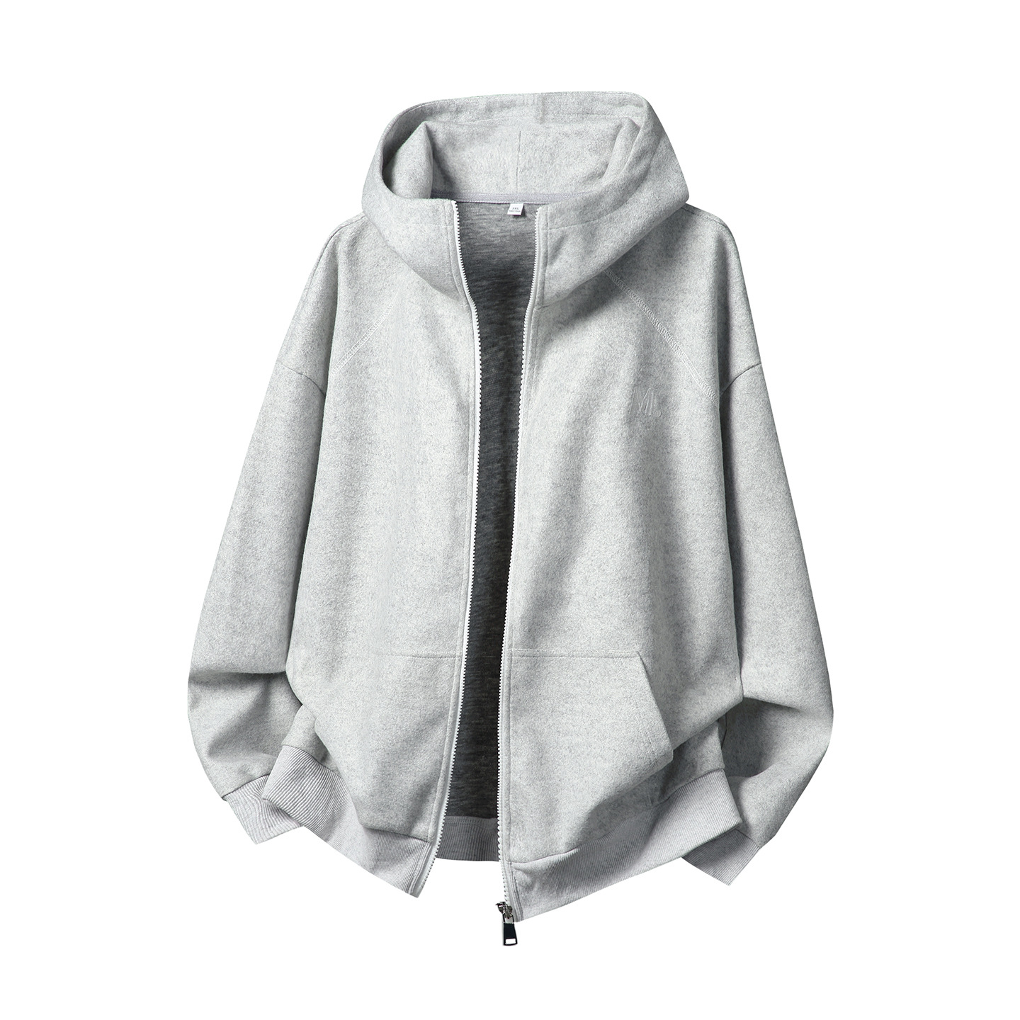 Monochrome Man- Heavy Woolen Hooded Sweatshirt Autumn Style American Retro Color-Block Zipper Cardigan Jacket Textured Thickened Hoodie_viptrois.com