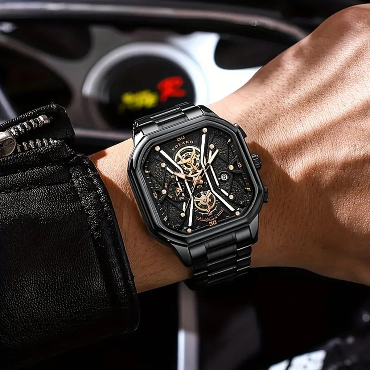 Wrist Watch Non-mechanical Watch Large Dial Men's Watch Men's Watch Super Large New Concept Calendar Creative Belt Steel Band Watch_voghion.com