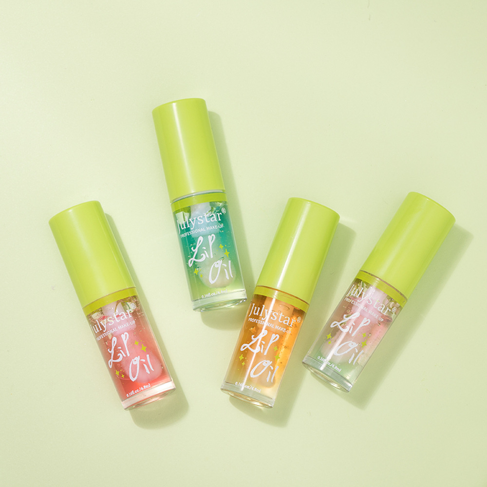 Julystar Hydrating Head Brush Lip Gloss Mirror Moisturizing Hami Melon Lip Oil 4-bottle Set Wholesale Makeup undefined