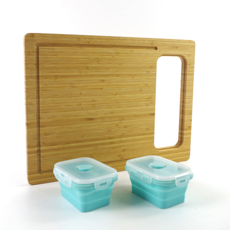 Clasificación de bambú tabla de cortar cocina multi-función tabla de cortar con caja de verduras plegable puede agregar el logotipo de fábrica
