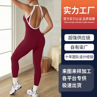 跨境瑜伽服连体衣定制欧美紧身塑型衣普拉提舞蹈运动一体式健身服