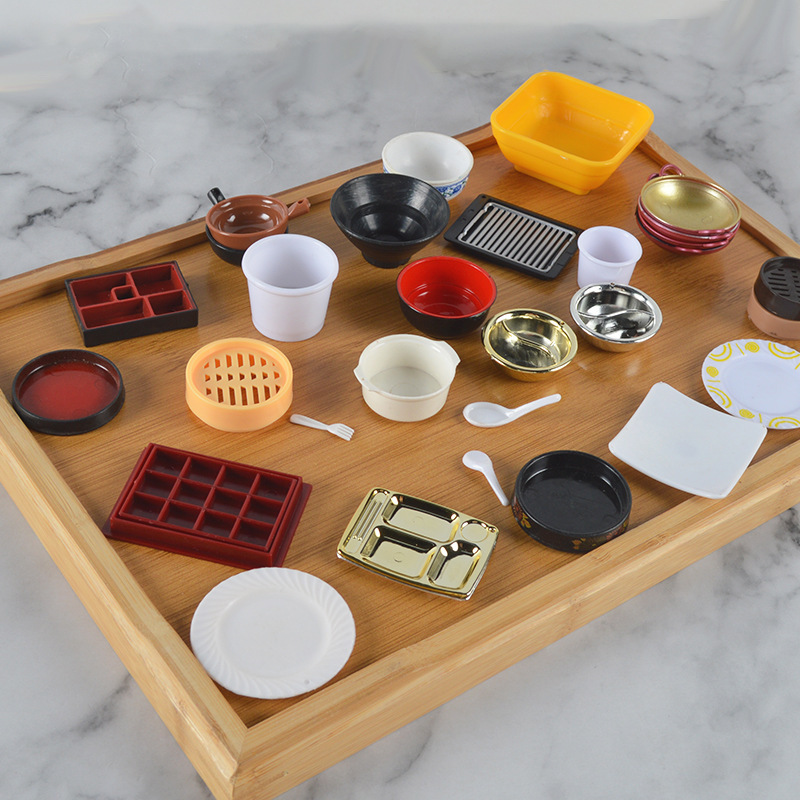 Simulation miniature bowl food play mini dinner plate blue and white porcelain bowl play house kitchen ornaments handmade DIY accessories wholesale