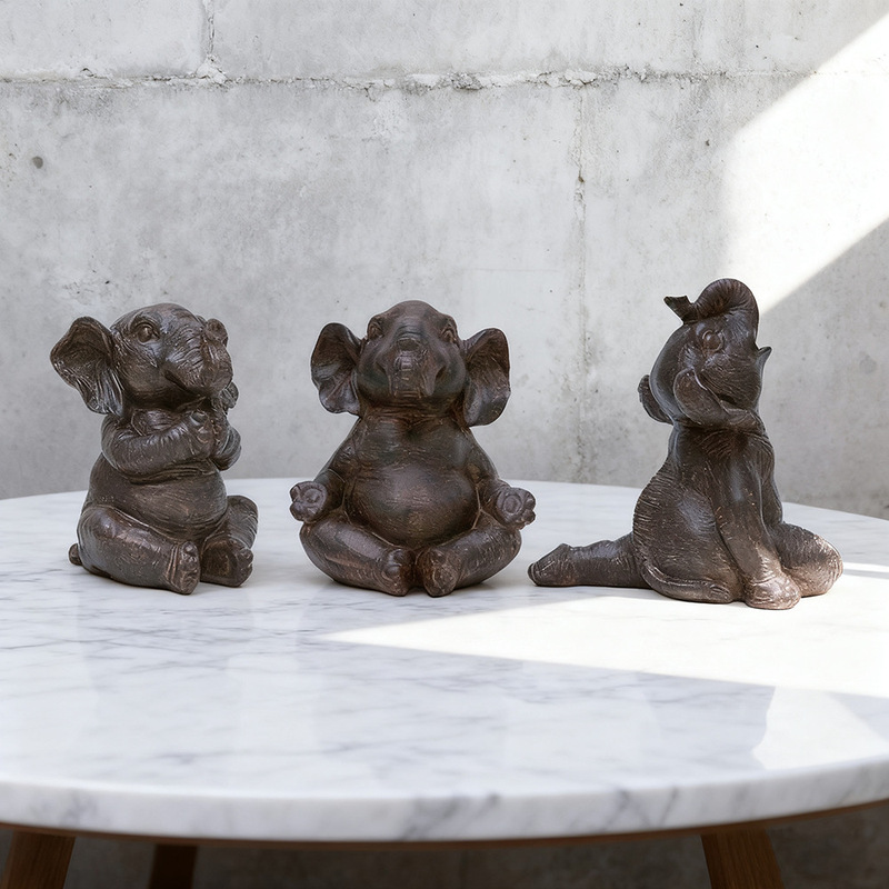 Cross-Border New Product Yoga Elephant Ornament, Simple Modern Resin Home Decoration Craft, Entryway Bookshelf Display