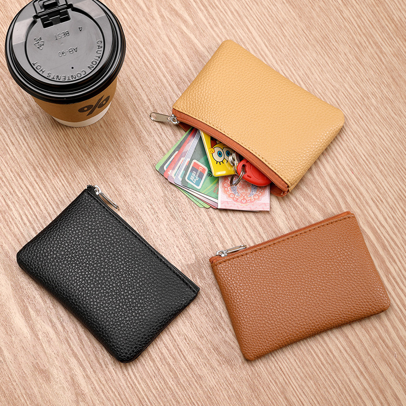 Patrón de lichi mini monedero portátil bolso de tarjeta corto y delgado con cremallera bolso de moneda venta caliente transfronteriza bolso de llaves billetera