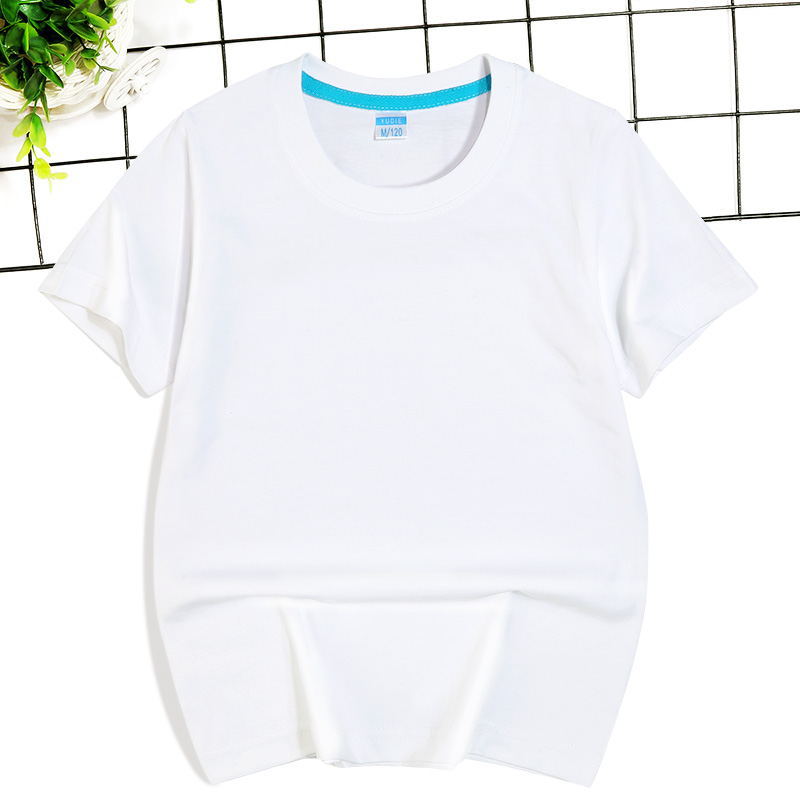 Children's combed cotton short sleeved T-shirt multi-color blank sports loose round neck short sleeved class uniform summer camp DIY custom printed