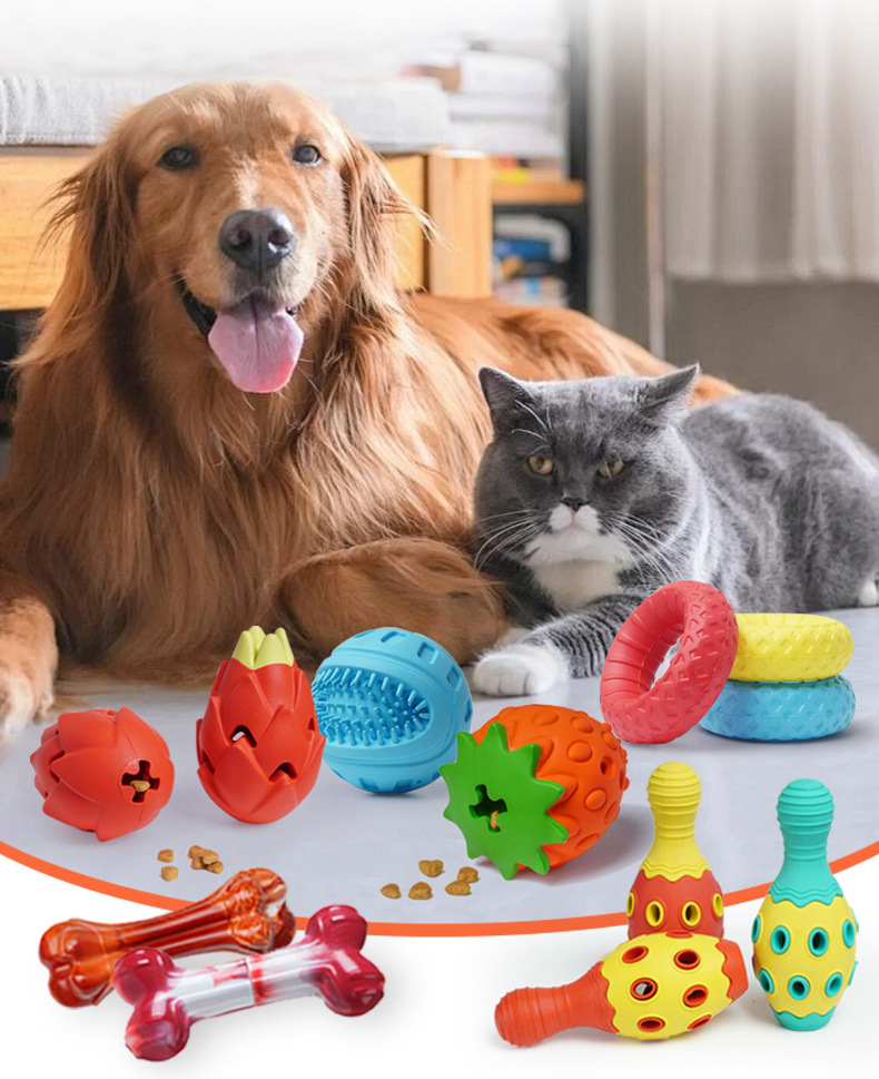 Leckage Erdbeere Zahnen Reinigung Hund Interaktive Pädagogische Umweltfreundliche Gummi Haustier Spielzeug_voghion.com