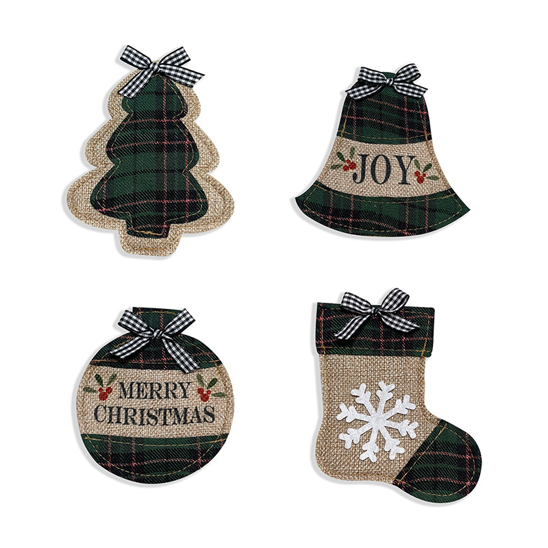 검정과 녹색 격자 나이프와 포크 슬리브 4