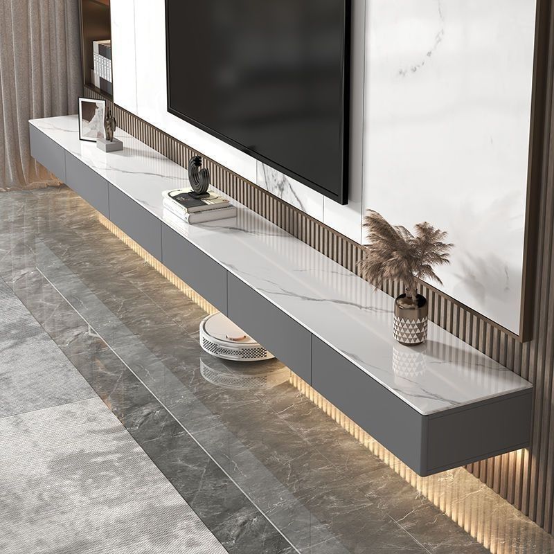 Tv Cabinet with Installation Package, Suspended Wall-Mounted Living Room, New Style Suspended Light Luxury Small Apartment Tv Cabinet Coffee Table Combination