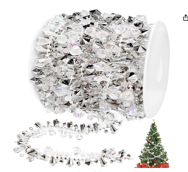 Acrílico de plástico transparente cristal cuentas árbol de navidad decoración para el hogar boda tabla de techo flores artesanías cortina colgante
