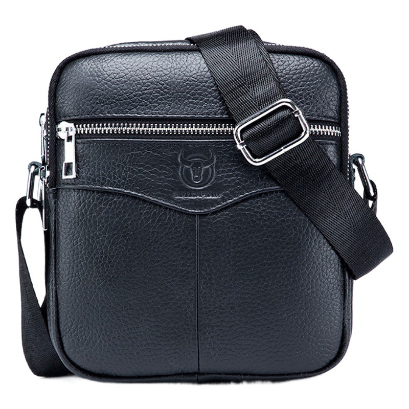 Captain NIU men's leather shoulder crossbody first layer cowhide business casual Korean style vertical student mini cashier bag