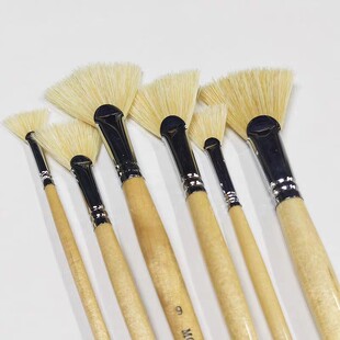 Monet Monet Bristle Fan-Shaped Oil Paint Brush Gouache Chalk Log Pole Acrylic Paint Brush Single Hard-Bristled Color Spreader