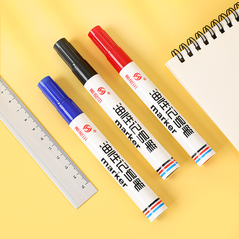 Pluma rotuladora logística no borrable pluma de aceite cabeza grande impermeable rotulador al por mayor rojo azul negro anti-desvanecimiento pluma Express