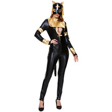 S-XL 猫女郎修女服 搞怪蝙蝠面具漆皮连体猫装 COS 服 万圣节服装