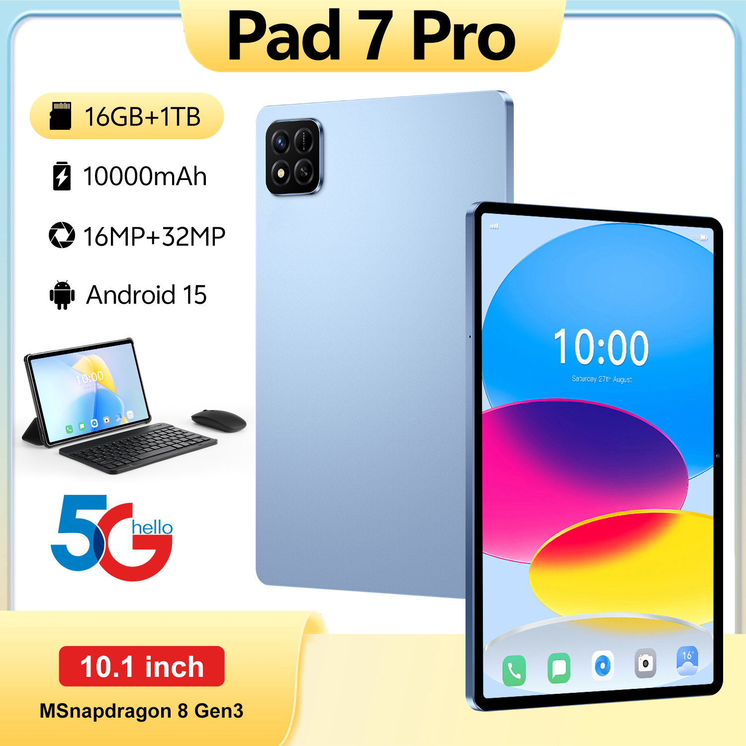 Brand New Pad7 Pro Cross-Border Tablet 10.1inch Incell Screen 4+32Gb Eight-Core Global 4g Network