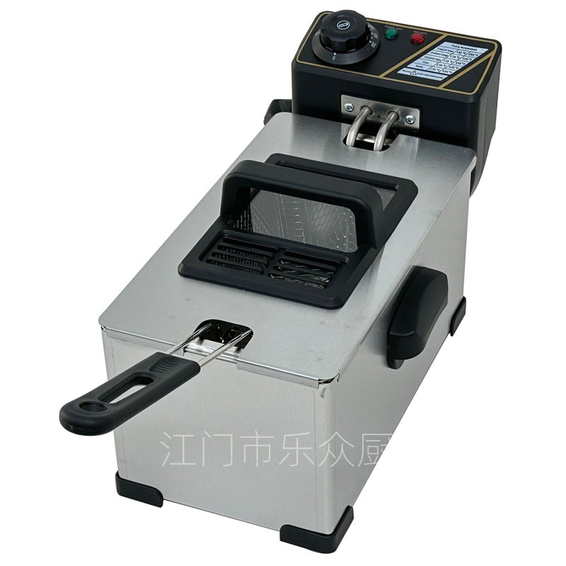 商用3L可视电炸炉锅温控款加厚不锈油炸小吃设备可做110V