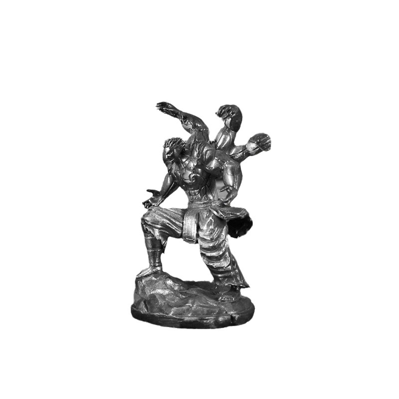 Asura violento de seis brazos de latón modelo de cobre blanco decoración hecha a mano juego de escritorio de los hombres juego de mesa de juguete soldado de cobre blanco