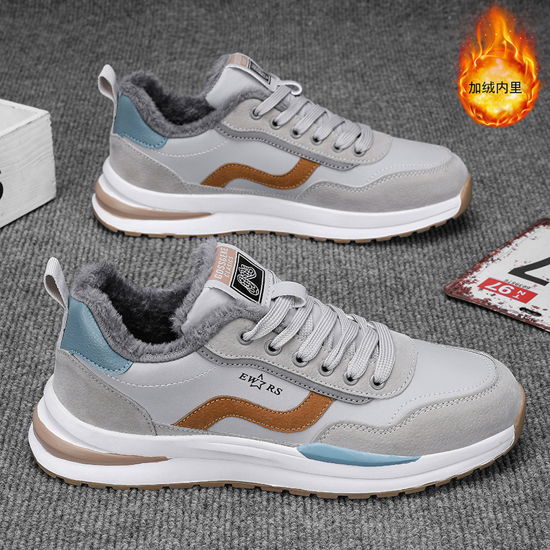 Zapatos Forrest Gump para hombres en otoño, zapatos deportivos casuales de moda, suela suave, superficie de cuero, zapatos de moda para correr, zapatos de algodón cálidos en invierno