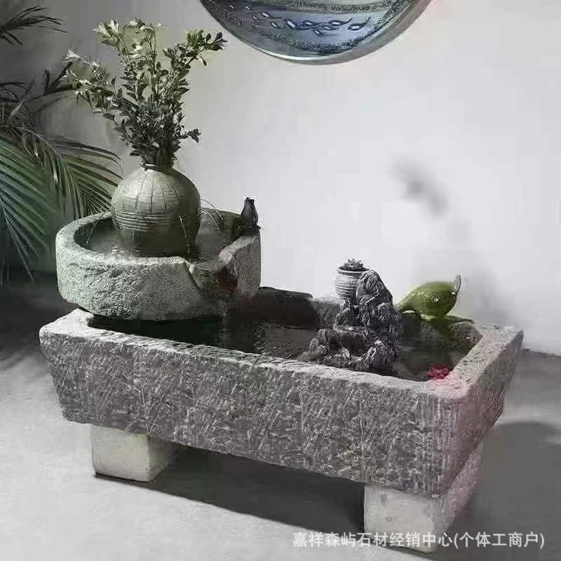 批发石槽景区流水摆件别墅庭院花盆养鱼池老石槽摆件民间猪槽牛槽