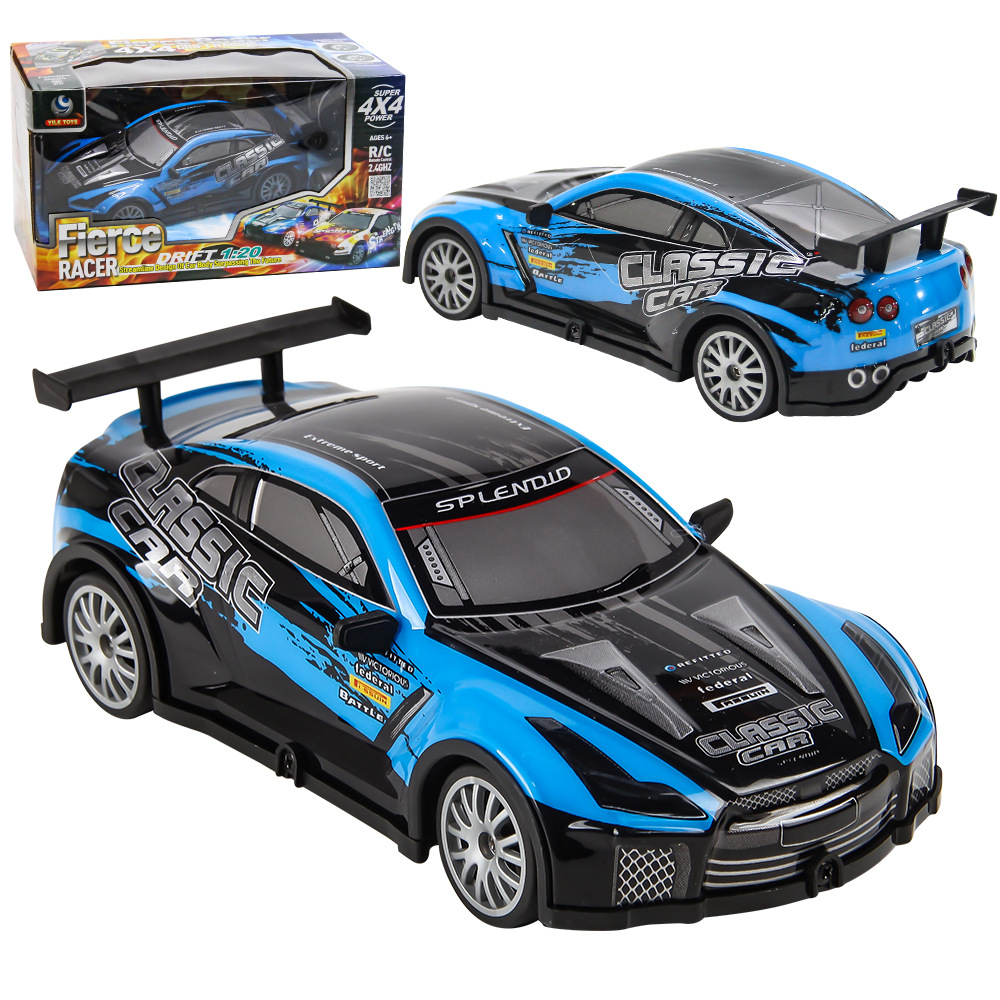 Niños eléctricos 2.4G control remoto único cargador de automóviles inalámbrico de alta velocidad control remoto de automóviles luces de deriva juguetes de carreras de 4WD
