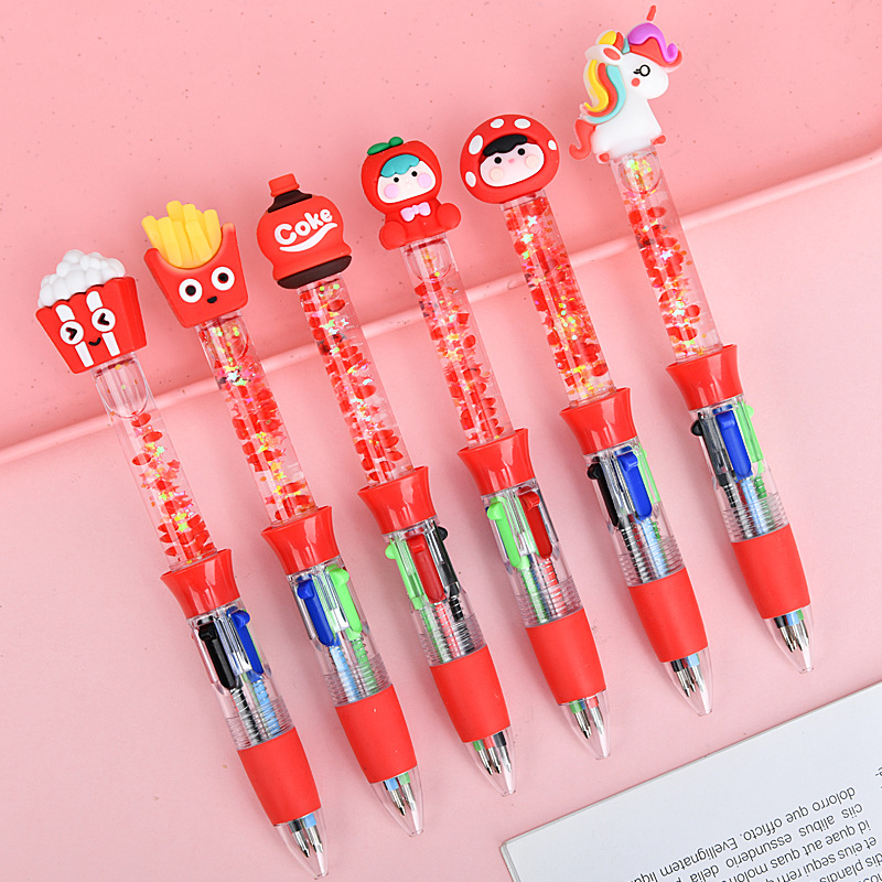 Caricatura de dibujos animados bolígrafo de cuatro colores bolígrafo creativo adorable bolígrafo multicolor bolígrafo multicolor bolígrafo para estudiantes