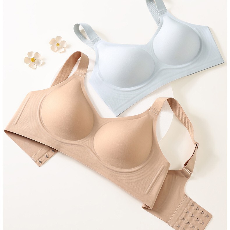 Large Bust Liquid Foundation Bra for Women, Thin Invisible Large Bust Minimizer, Anti-Sagging, Side Breast Collection, Jelly Large Size Bra for Summer