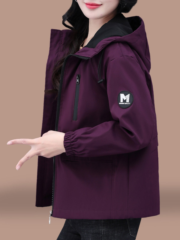 短款风衣外套女款2025春秋新款中年妈妈洋气秋装宽松休闲连帽夹克|undefined