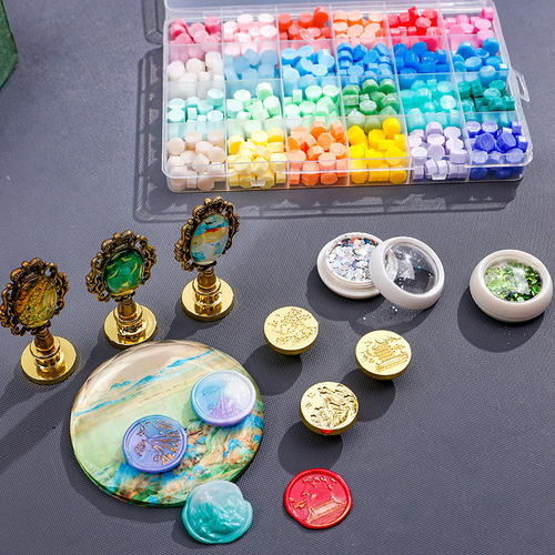 Forbidden City Cultural and Creative Fire Paint Seal Set Full Set of Cheap Heads for Children Wholesale Thousand Miles of Rivers and Mountains Retro Ancient Style Wax