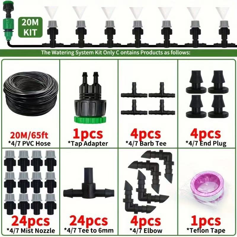 20 juegos de atomización de rociadores automáticos de patio, rociadores de riego ajustables, riego automático, sistema de riego por goteo